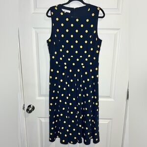 Evan-Picone Women’s Polka dot dress - blue/yellow - Size 14